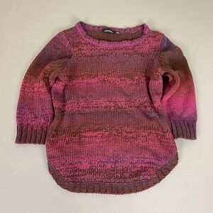 NOTATIONS Sweater‎ Women's Large Ombre Knit Pink Brown 3/4 Sleeve Boat Neck